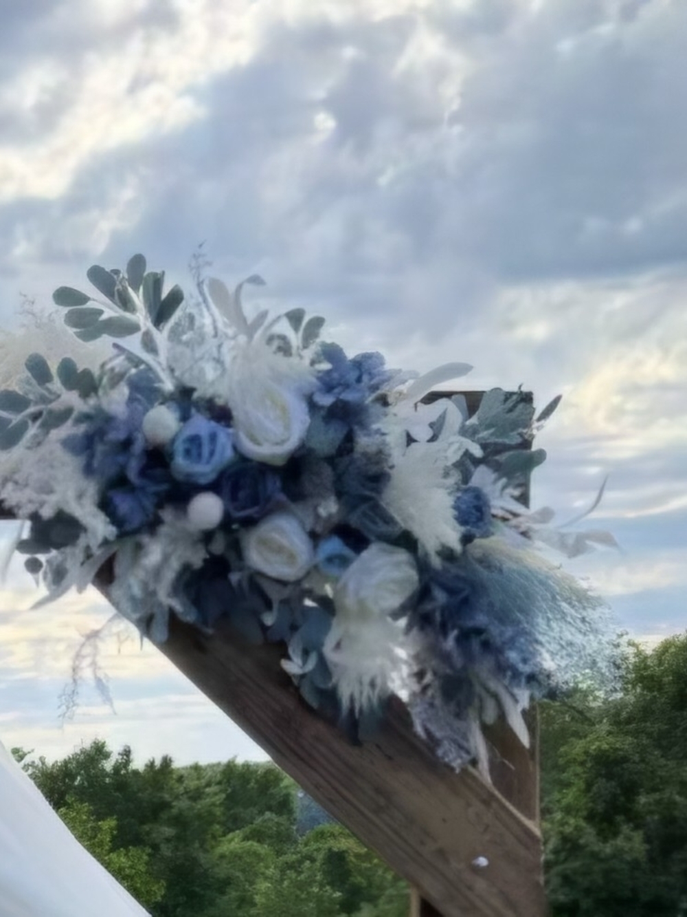 Elegant Blue & White Floral Arrangement Wedding Arch - Home Accents